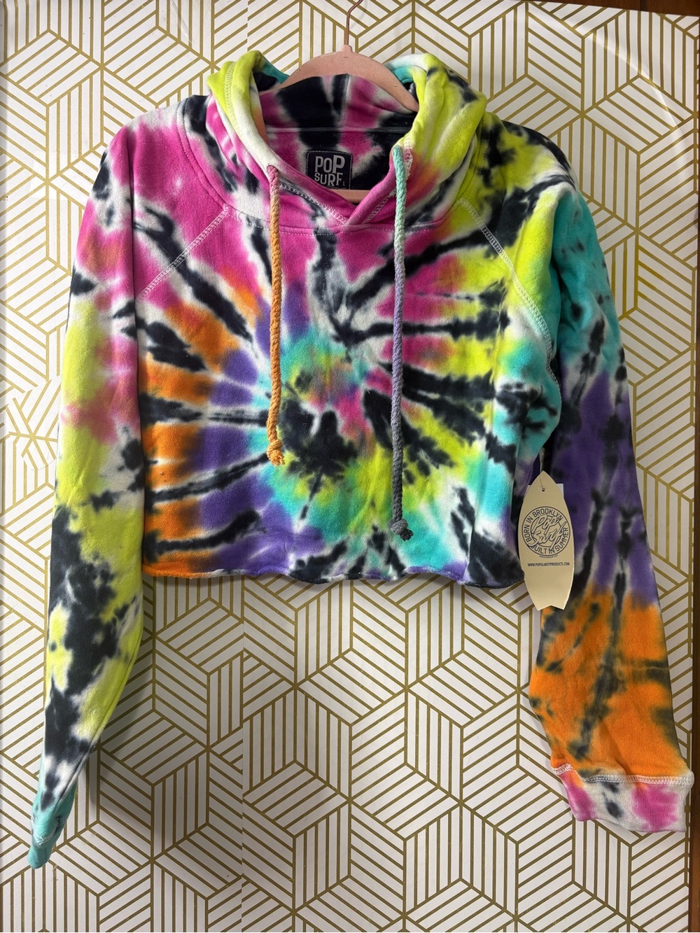 Pop Surf Tie-Dye Cropped Hoodie Large